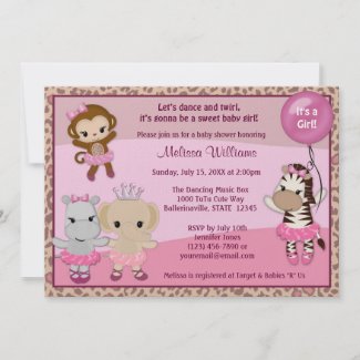 Tu Tu Cute Baby Shower invitation MONKEY GIRL TTC